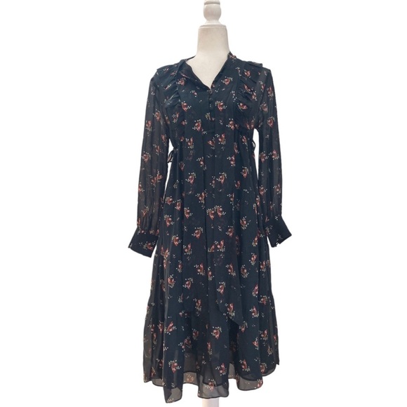 Masscob Floral Print Silk Ruffle Dress Whimsigoth Size XS - Picture 7 of 10